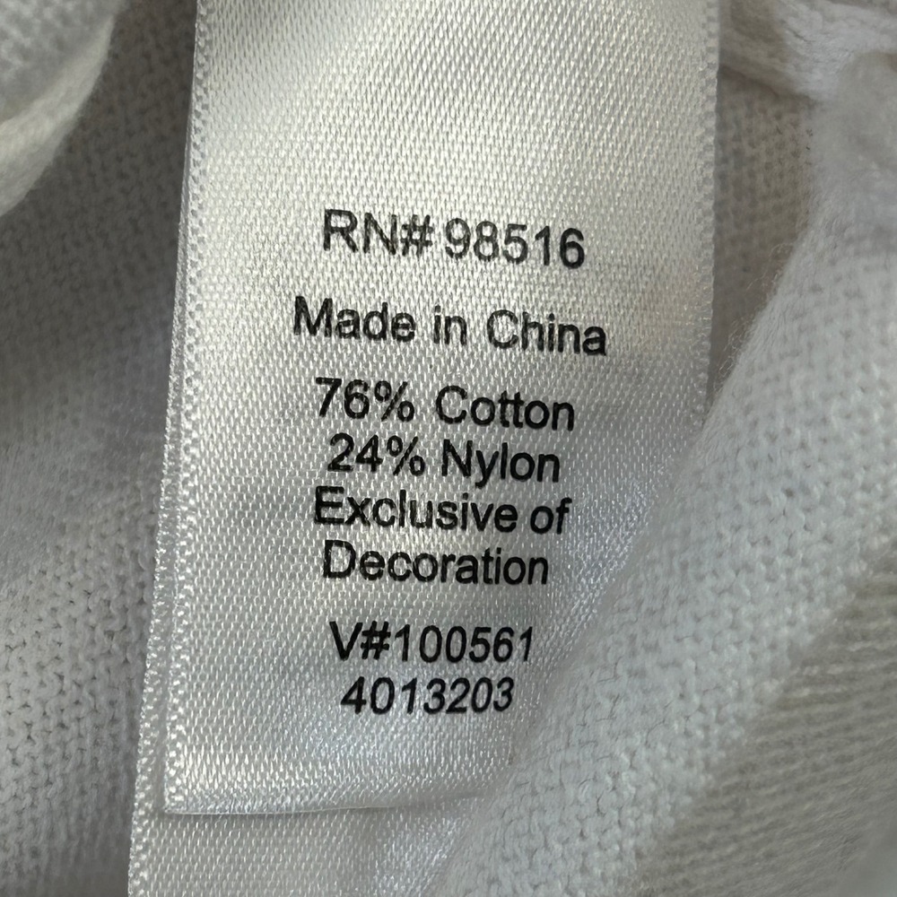Coldwater Creek Tres Jolie Cardigan White Embroidered Scallop Large 14 - Picture 6 of 11